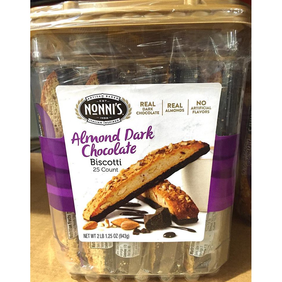 [1 HỘP] Bánh Hạnh Nhân Nonnis Almond Dark Chocolate Thơm Ngon - Mỹ