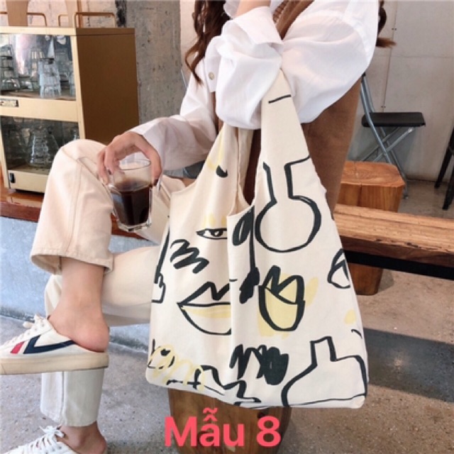 SỈ Túi tote vải bố đựng đồ canvas đeo chéo nhiều mẫu hot