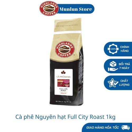 Cafe rang xay nguyên chất Highlands Coffee Hat Full City Roast 1 kg/túi