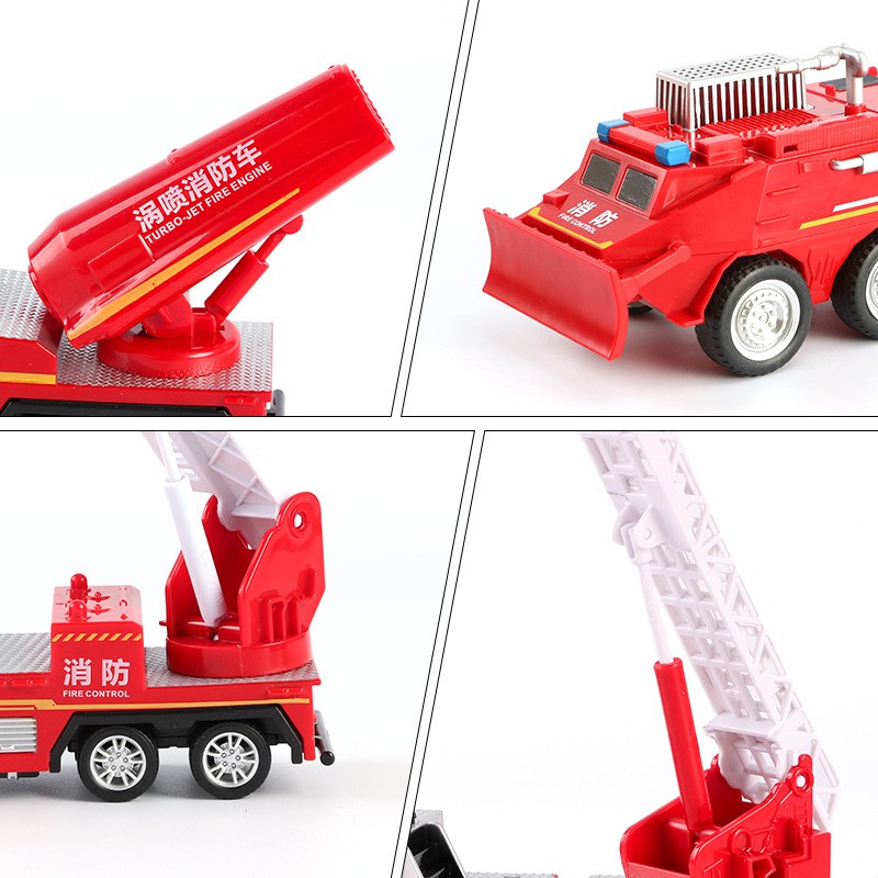 Đồ chơi mô hình xe cứu hỏa giúp bé phát triển tư duy nhựa nguyên sinh an toàn có hộp đựng, 4 xe, tháp chòi