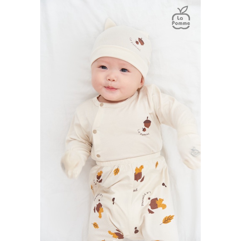 Bộ Dài Tay La Pomme Cúc lệch Sóc nâu và hạt dẻ - Be
