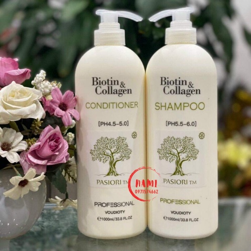 Cặp Dầu Gội Xả Biotin Collagen Trắng.Giảm Rụng Tóc,Phục Hồi Tóc Khô Xơ, Hư Tổn, Kích Thích Mọc Tóc