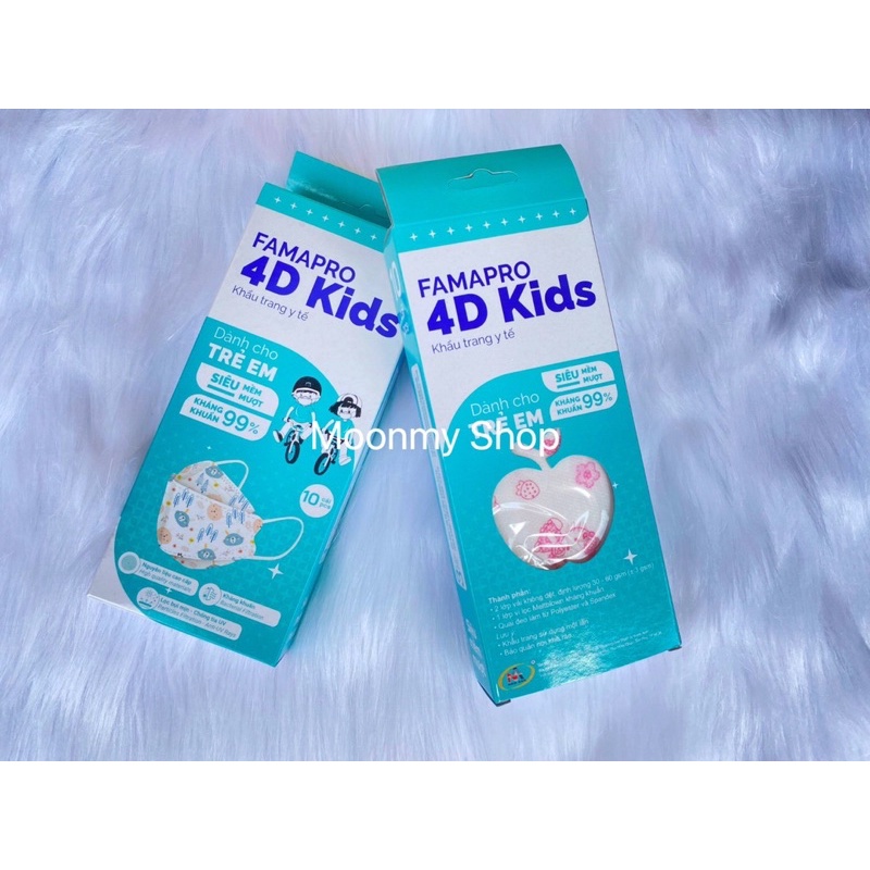Hộp 10 cái khẩu trang 4d kid Famapro/khẩu trang kf94 trẻ em