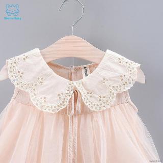 Đầm Sát Nách Phối Lưới Cho Bé Gái