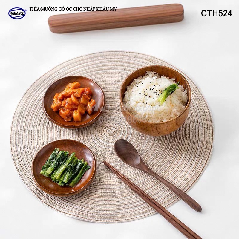Thìa Súp Gỗ Óc Chó HAHANCO (Dài 17cm) Decor/ Xúc Gia Vị Siêu Sạch - CTH524