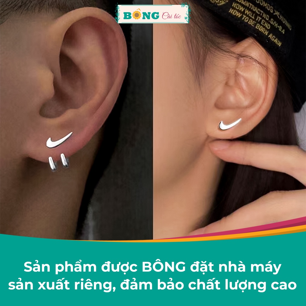 Bông tai titan unisex thiết kế cá tính phong cách Hàn Quốc, thép y tế không gỉ BT110 - khuyên tai BÔNG Cài Tóc