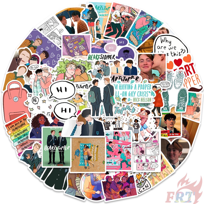 Bộ 100 sticker hình Heartstopper series B trang trí DIY chống thấm