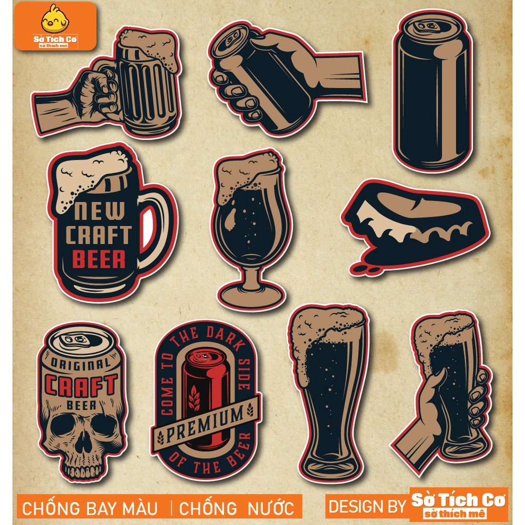 Vintage Beer dán điện thoại, laptop, mũ bảo hiểm, guitar, vali MSP: V05