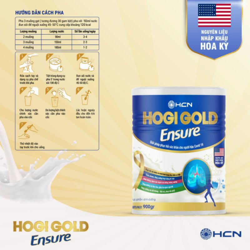 Sữa bột Hogi Ensure Gold 900g sản phẩm dinh dưỡng và phục hồi cơ thể sau covid 19