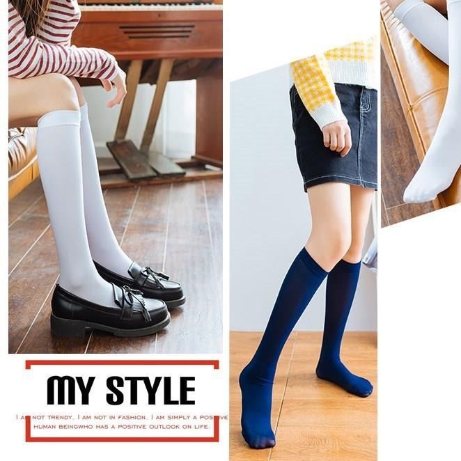 Womens Thin Summer Nylon Knee Socks White Stockings Girls korean japanese kawaii lolita Socks Thigh High Knee Socks long socks
