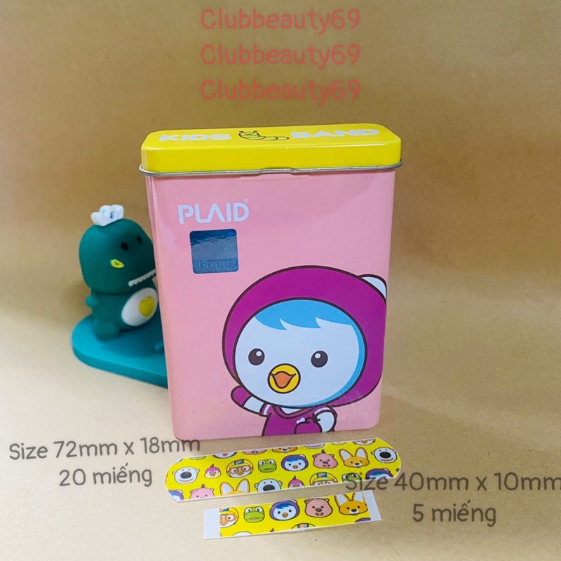 Băng Keo Cá Nhân Hộp Thiếc Hồng Pororo Kids Band