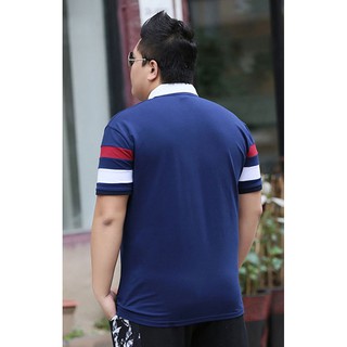 BIG SIZE Áo thun nam kẻ cổ đứng