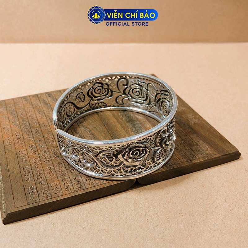 Kiềng bạc nữ Hoa Hồng bản to chất liệu bạc Thái 925 thời trang nữ phụ kiện trang sức nữ Viễn Chí Bảo L000409
