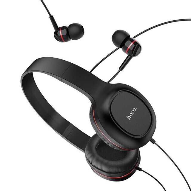Tai nghe chụp tai có dây Hoco W24 - Tặng kèm tai nghe nhét tai (Hàng Chính Hãng)