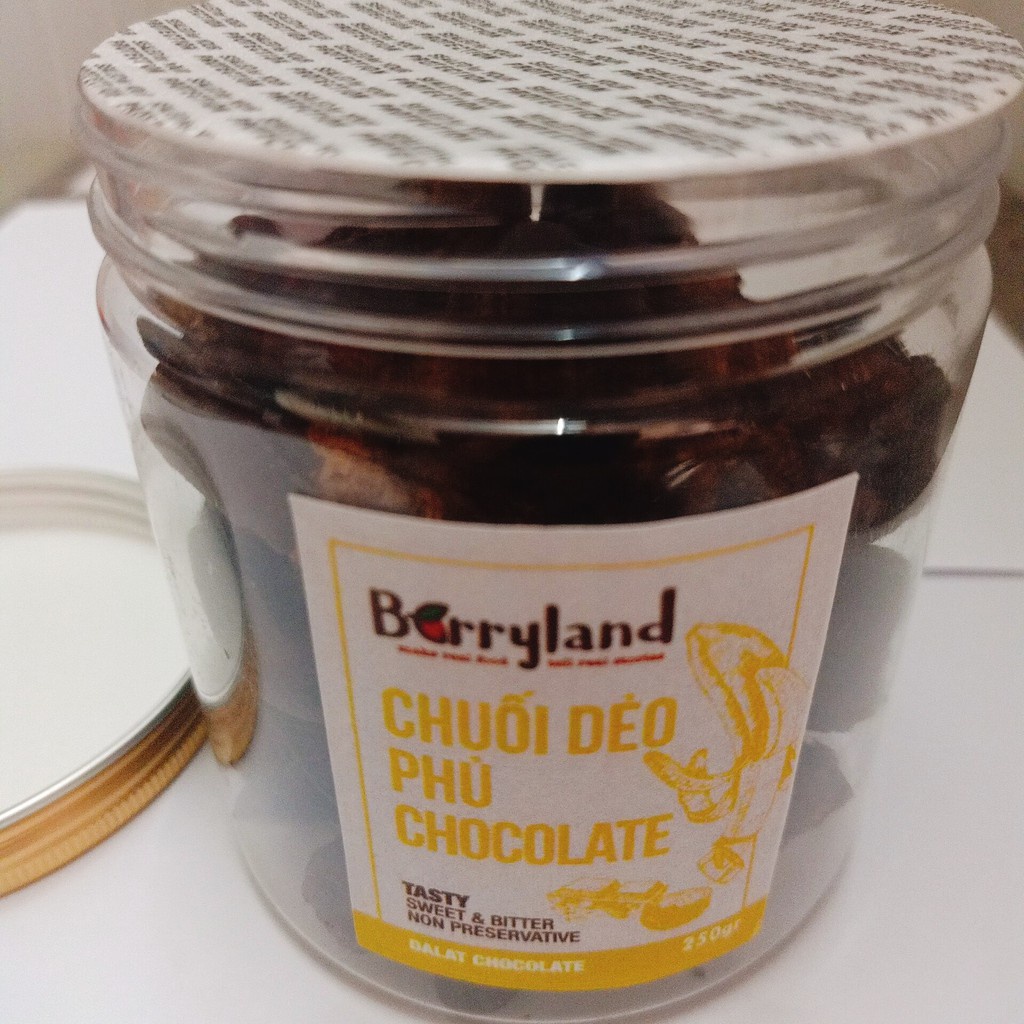 Chuối dẻo phủ chocolate BerryLand đặc sản Đà Lạt thơm ngon loại hộp nhựa - Vafaco