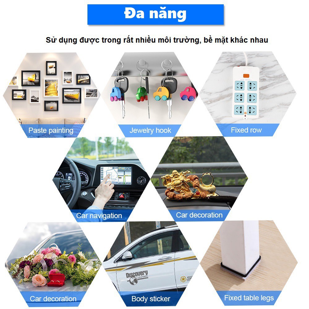 Băng keo dính 2 mặt trong suốt - Băng dính NANO đa năng - Chịu Nhiệt,Chịu lực cao, Dán trên mọi bề mặt