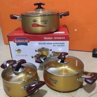 Bộ nồi sunhouse vàng. 6634 về hàng