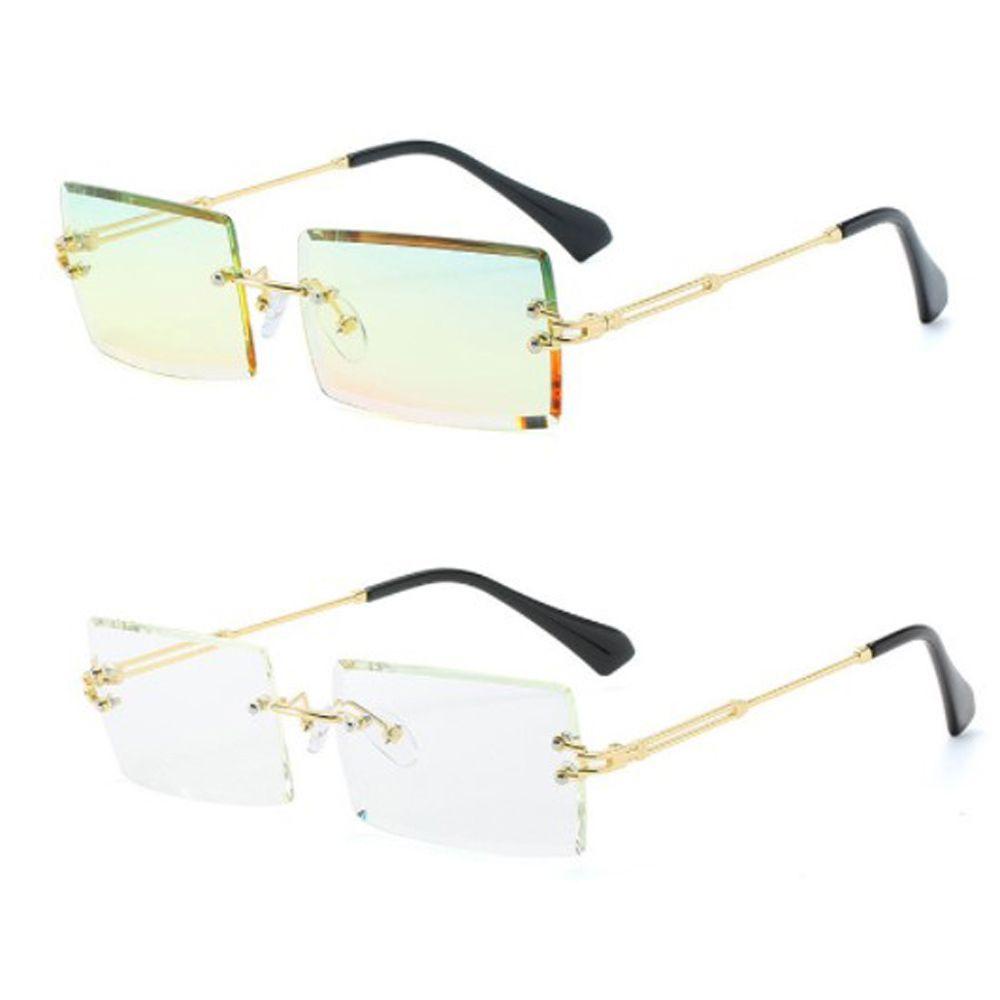 Kính Mát Vuông Không Gọng Chống Bức Xạ UV400 Màu Gradient BACK2LIFE Cho Nữ