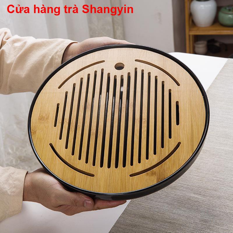 Bộ tràBộ ấm trà Kung Fu Khay Gia dụng hình chữ nhật tròn đơn giản đựng nước bằng tre kiểu Bản di động thoát111