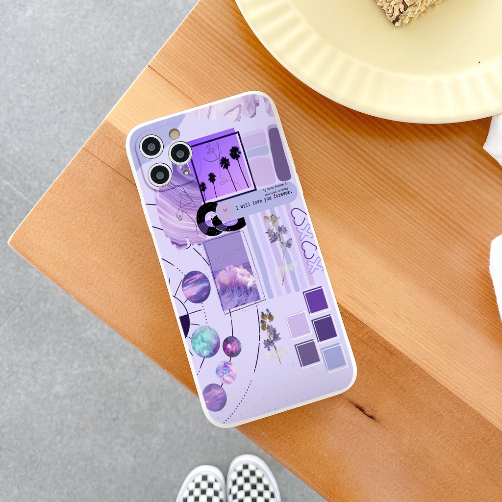 Ốp Điện Thoại Mềm Họa Tiết Tím Hoạt Hình Cho iPhone 14 13 12 11 Pro Max Xs Max Xr X 7 8 6 6s Plus tr427