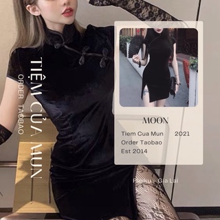 Sườn xám cách tân đen quyến rũ