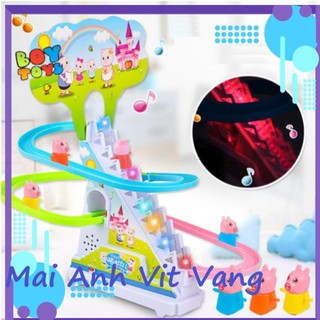 Bộ đồ chơi heo Peppa, chó cứu hộ, đội bay siêu đẳng leo cầu thang có nhạc và có đèn ngộ nghĩnh cho bé (thu.ytrama)