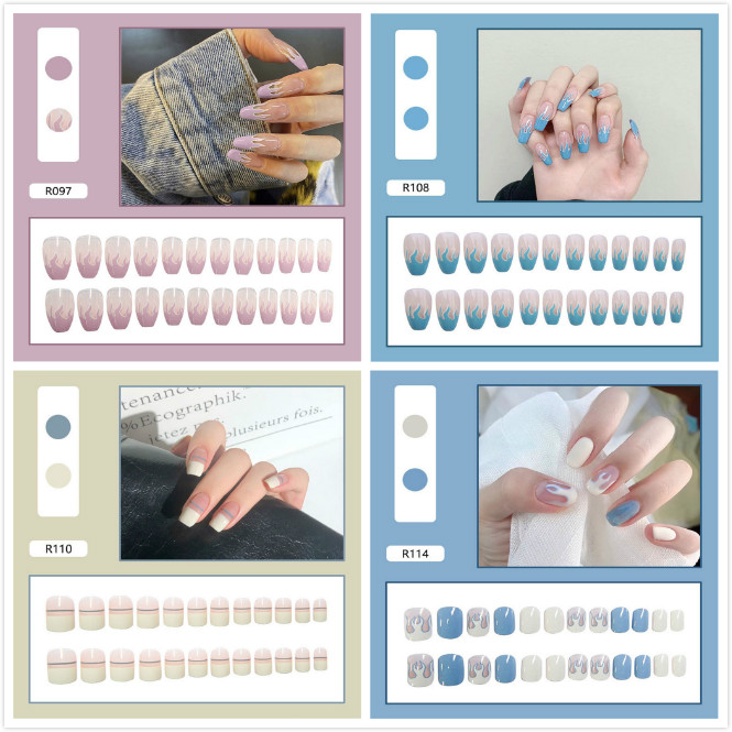 Set móng tay giả kèm keo nhiều mẫu mã và màu sắc khác nhau dùng cho trang trí móng nghệ thuật