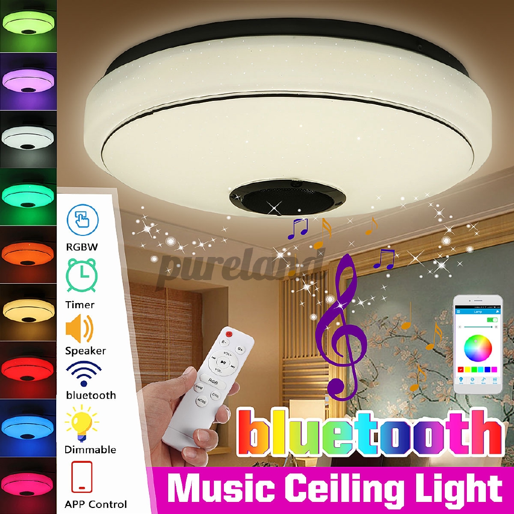 Đèn trần âm nhạc LED bluetooth 72W màu + điều khiển từ xa phòng ngủ nhà bếp phòng tắm phòng tắm