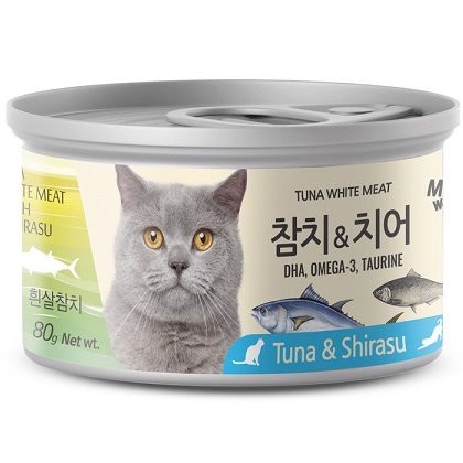 Pate cho mèo MEOWOW, Pate cho mèo thịt cá ngừ trắng nguyên miếng - Lon 80gr