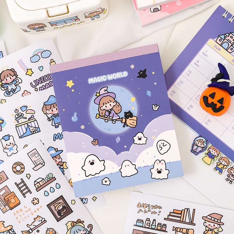 🌸Set 50 tờ sticker nhãn dán trang trí sổ lưu niệm bìa sách siêu dễ thương🌸