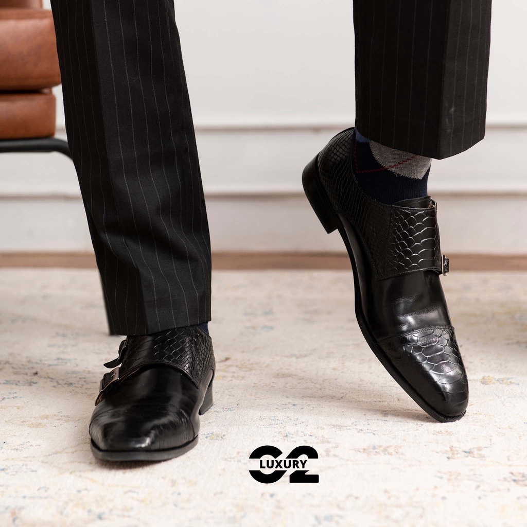 Giày nam Double Monstrap Cao cấp full size màu Đen , Nâu thời trang