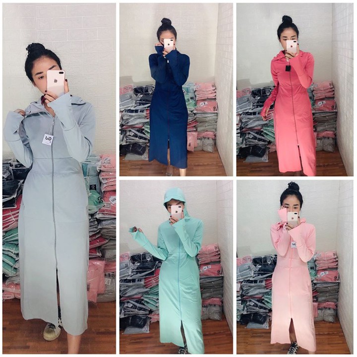 Áo Chống Nắng Nữ TOÀN THÂN 2 LỚP GU vải Thun Lạnh chống nắng hiệu quả