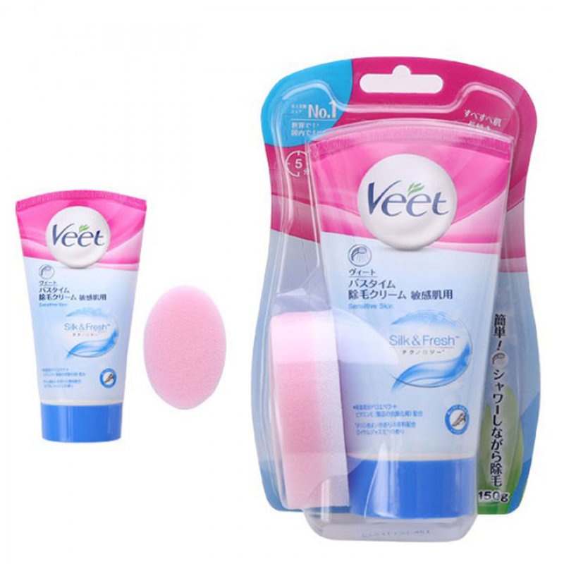 Kem wax lông Veet Silk &amp; Fresh cho da nhạy cảm nội địa Nhật Bản