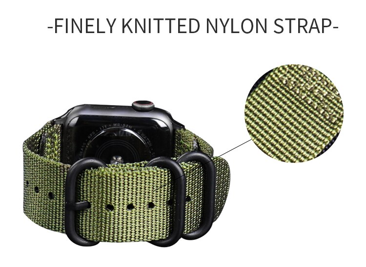 Dây đeo nylon khóa kim loại thích hợp cho Apple Watch dòng 6 Se 5 4 3 2 1 42mm 38mm 40mm 44mm