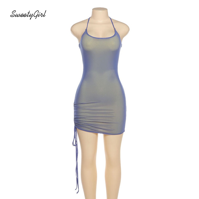 Đầm Ôm Hai Dây Hở Lưng Màu Trơn Thời Trang Gợi Cảm Cho Nữ