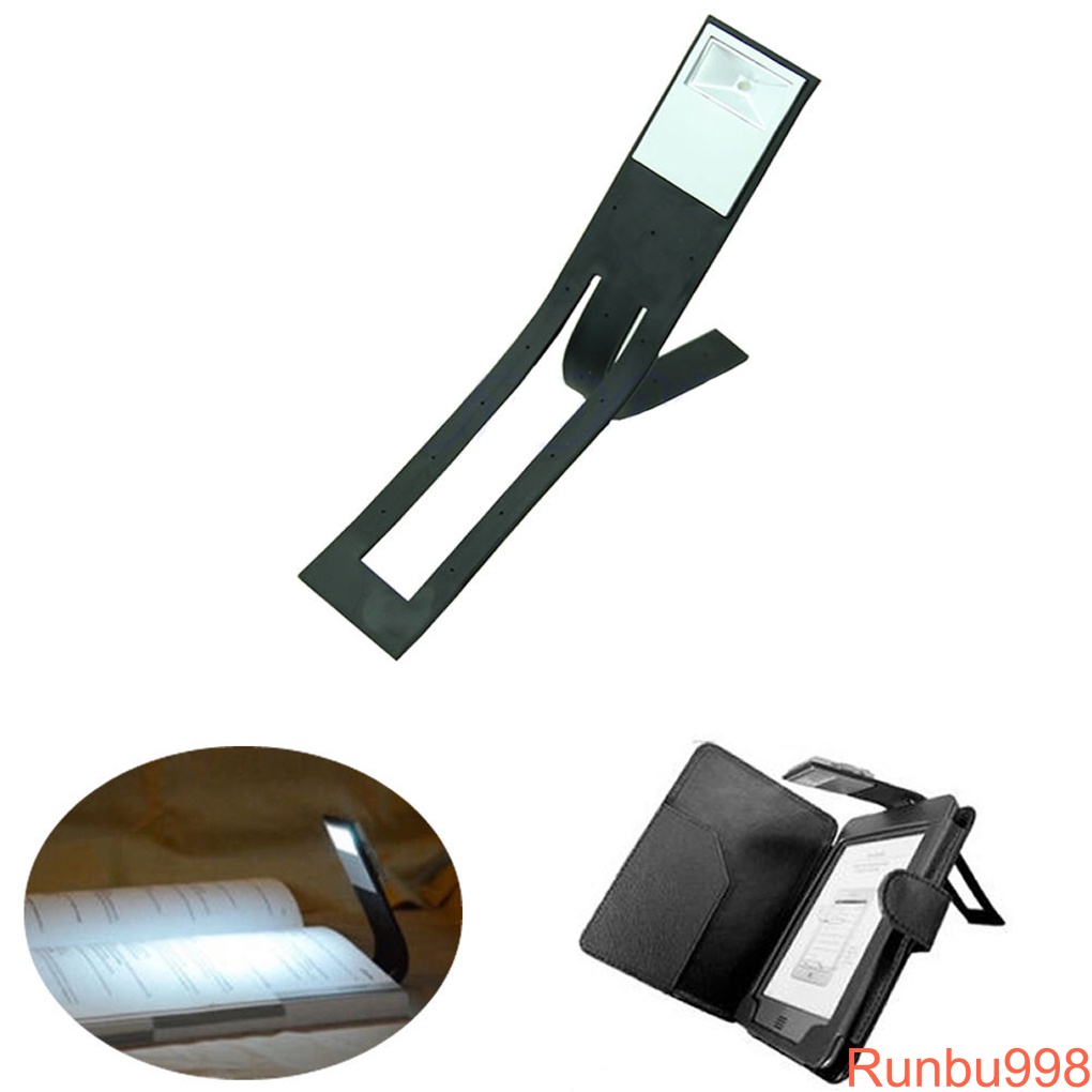 Portable Folding LED Clip Foldable Book Reading Light Flexible Plastic Bookmark Lamp Black