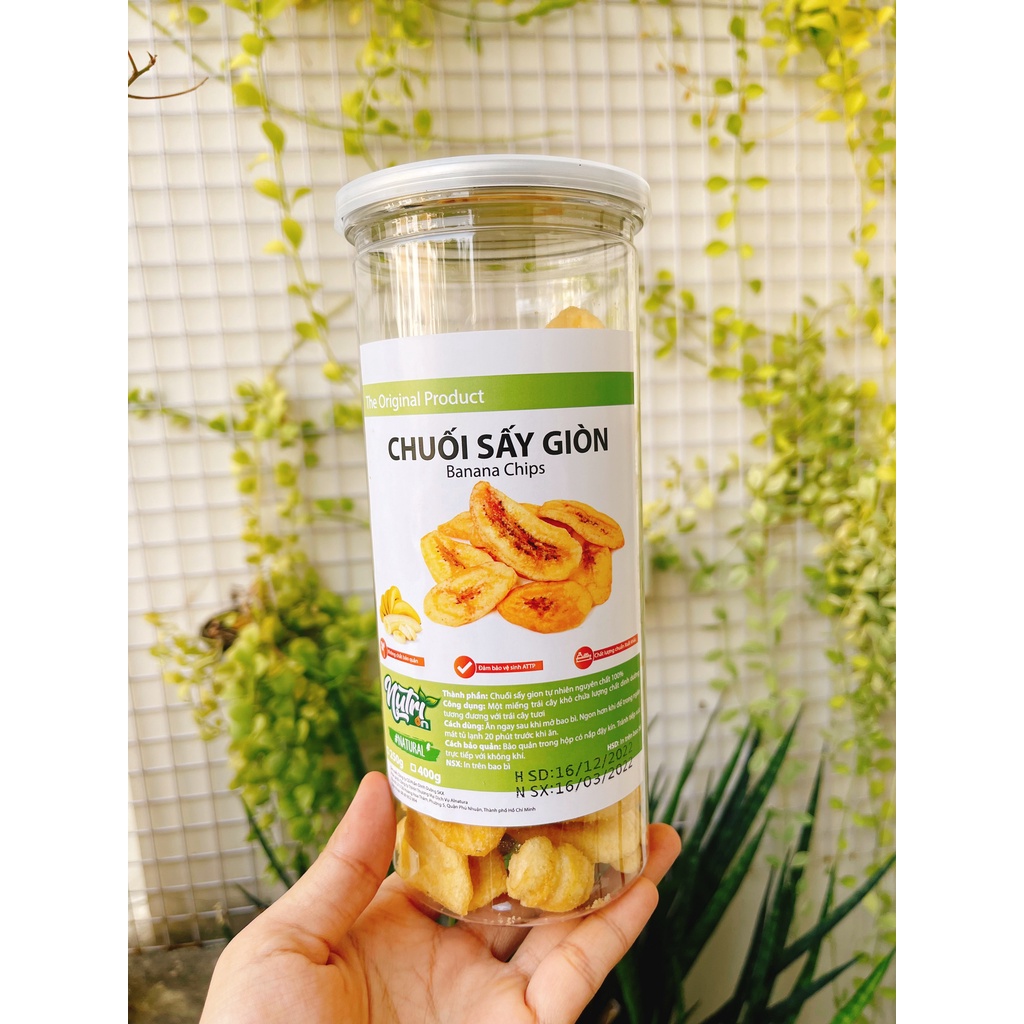 [Hàng Loại 1] Chuối sấy giòn Đà Lạt giòn rụm, không chát - Lon Pet 250gr /Túi 400G