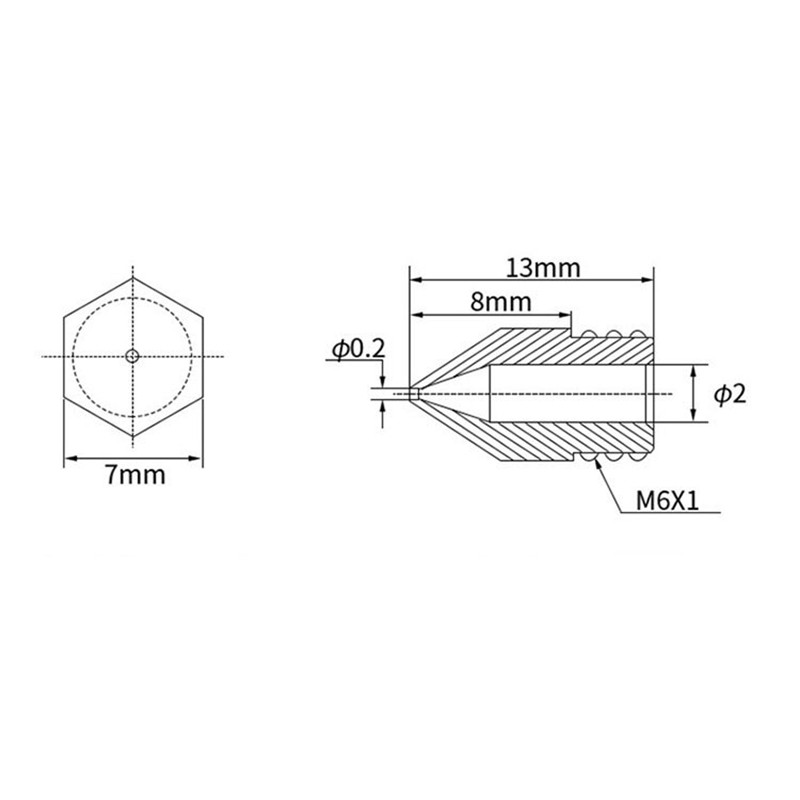 Bộ 2 Đầu Phun 0.2mm Mk8 Cho Máy In 3d Mk8 Makerbot