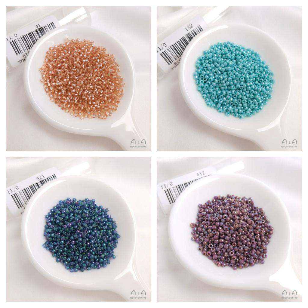 Bộ 10 Túi 1000 Hạt Xỏ Lỗ Tròn 2mm Màu Sắc