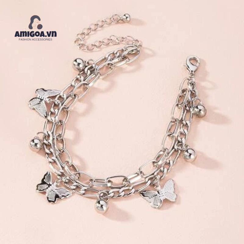 ✨✨Vòng Tay Hai Lớp Tua Rua Mặt Hình Bướm Đơn Giản Thời Trang