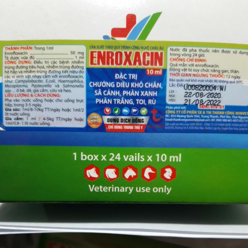 Enroxacin 10ml dung dịch uống của chim gà