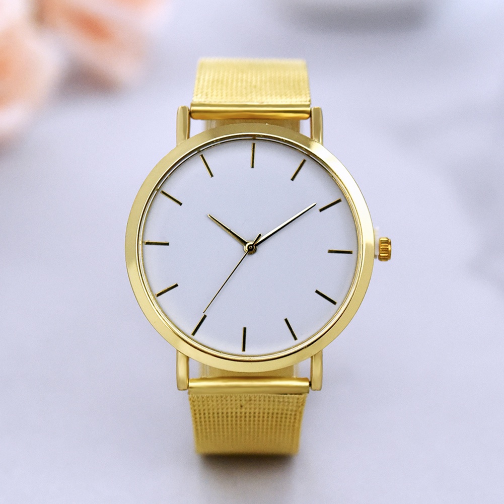 Đồng Hồ Analog Máy Quartz Mặt Tròn Với Dây Đeo Hợp Kim