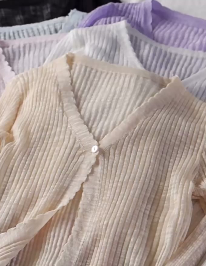 Áo khoác cardigan mỏng dệt kim dài tay cổ V forgirl kiểu dáng croptop | BigBuy360 - bigbuy360.vn