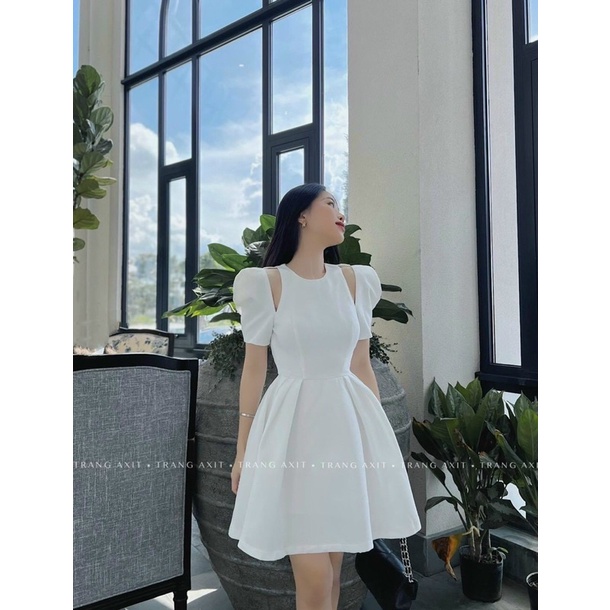 Đầm Váy Xoè Khoét Vai 3 Màu