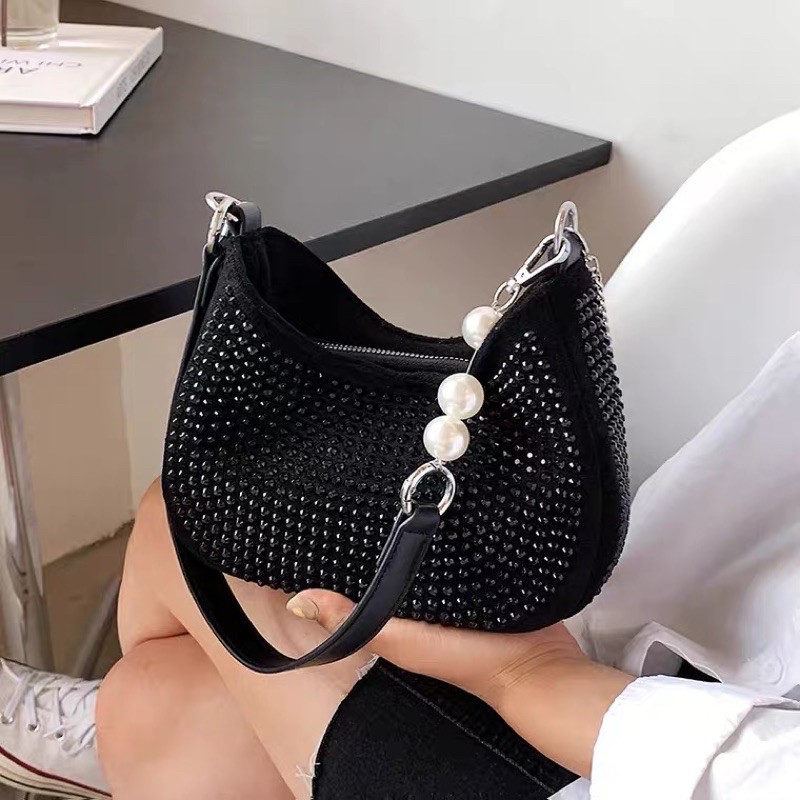 TÚI XÁCH KẸP NÁCH CÓ DÂY ĐEO CHÉO ĐÍNH ĐÁ SÁNG SIÊU ĐẸP ♥️