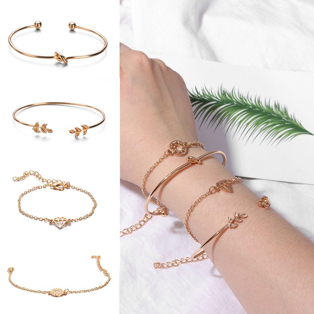 Set 4 Vòng Tay Hợp Kim Phong Cách Bohemian Cho Nữ