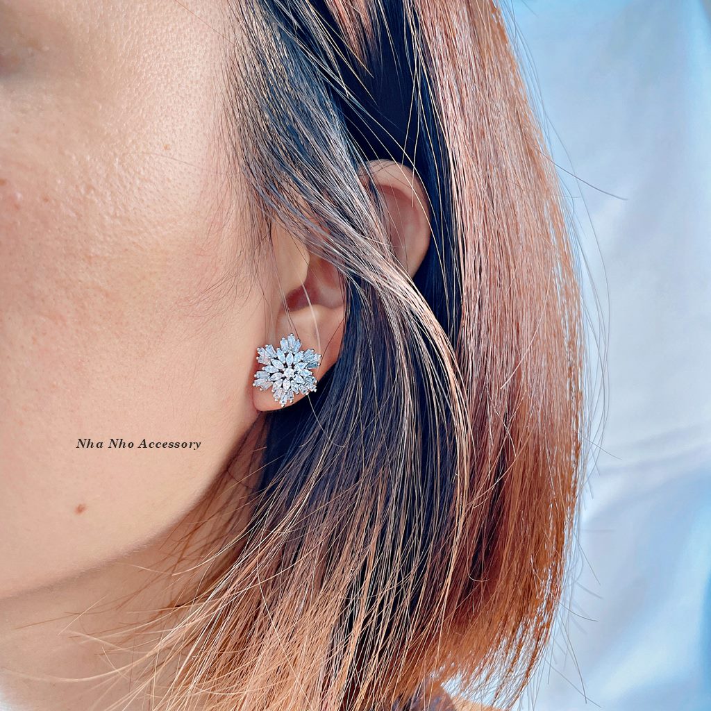 Khuyên Tai Bạc Hình Hoa Tuyết NHÀ NHỎ 195
