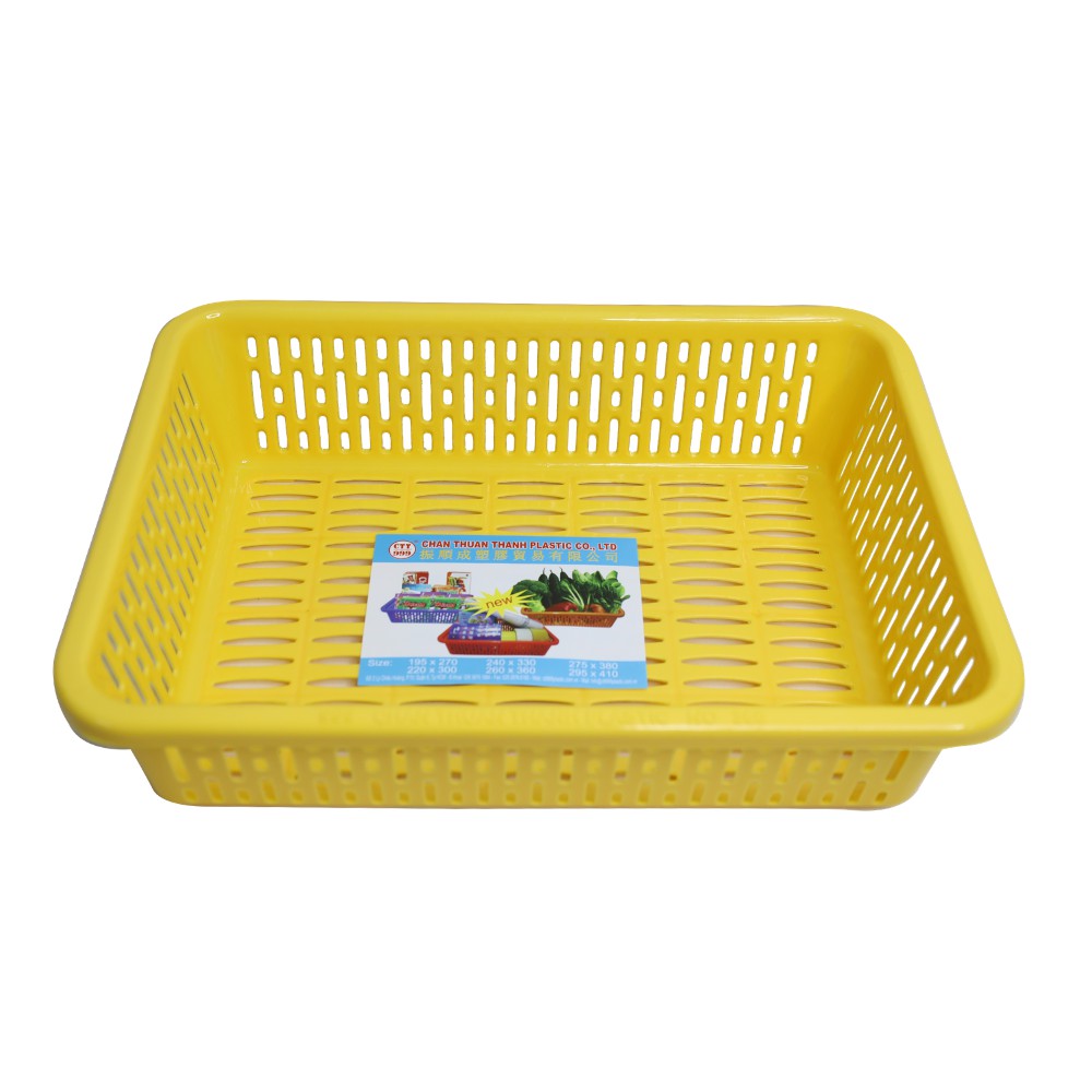 Rổ nhựa chữ nhật 27 x 19 x 6.5cm Chấn Thuận Thành đựng đồ, đựng rau củ, đa năng tiện dụng (RCN2720)