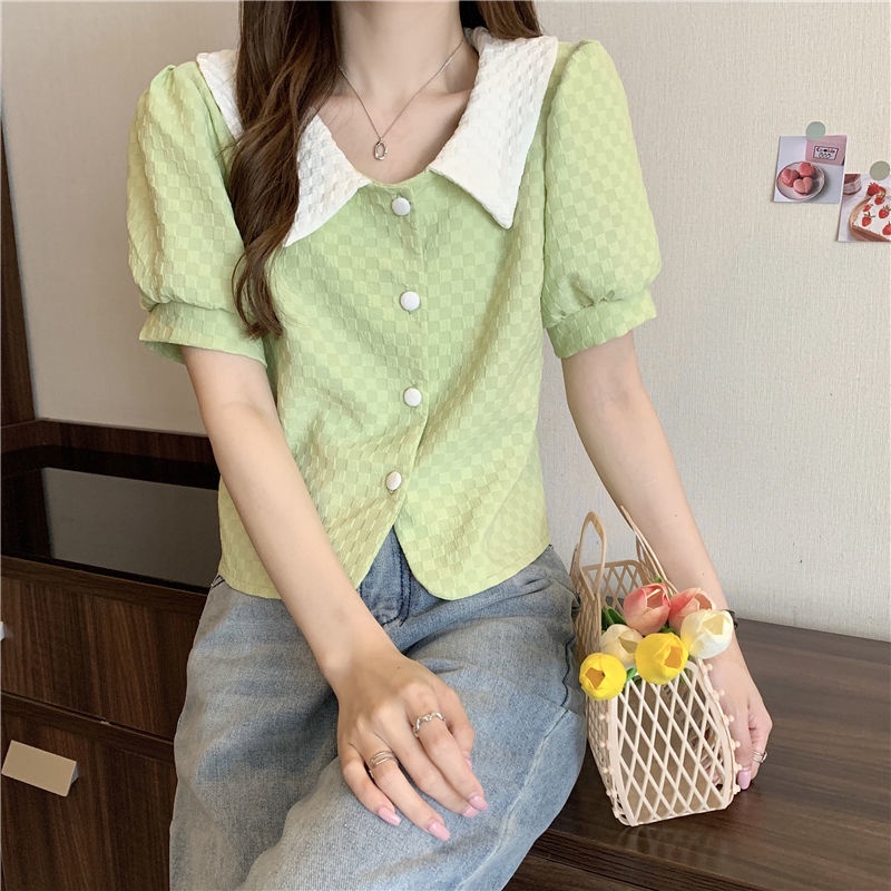 Áo Cardigan Cổ Búp Bê Màu Tương Phản Thời Trang Mùa Hè 2022 Cho Nữ