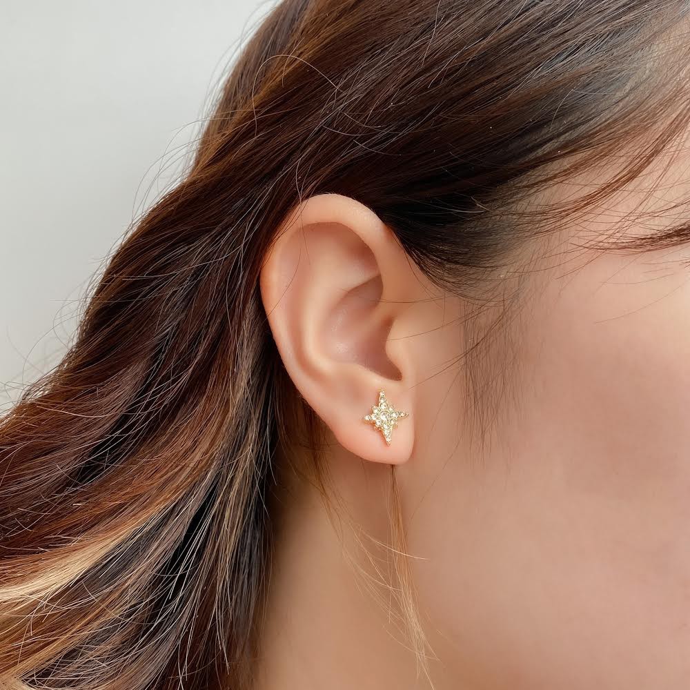 Khuyên tai bông tai phối kẹp tai dây sao xinh xắn điệu E023